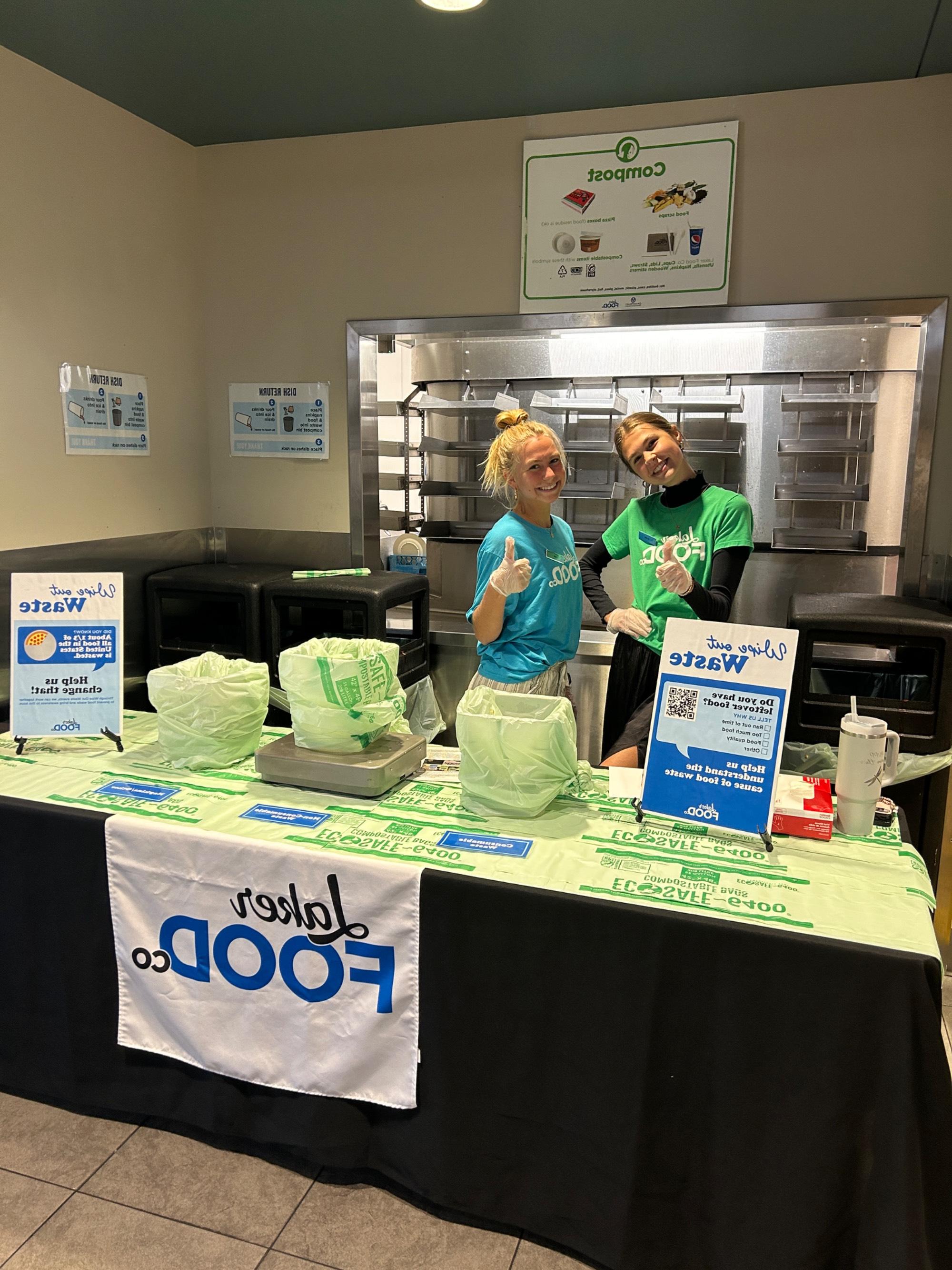 Food Crew collect waste to show students how much food they are throwing away